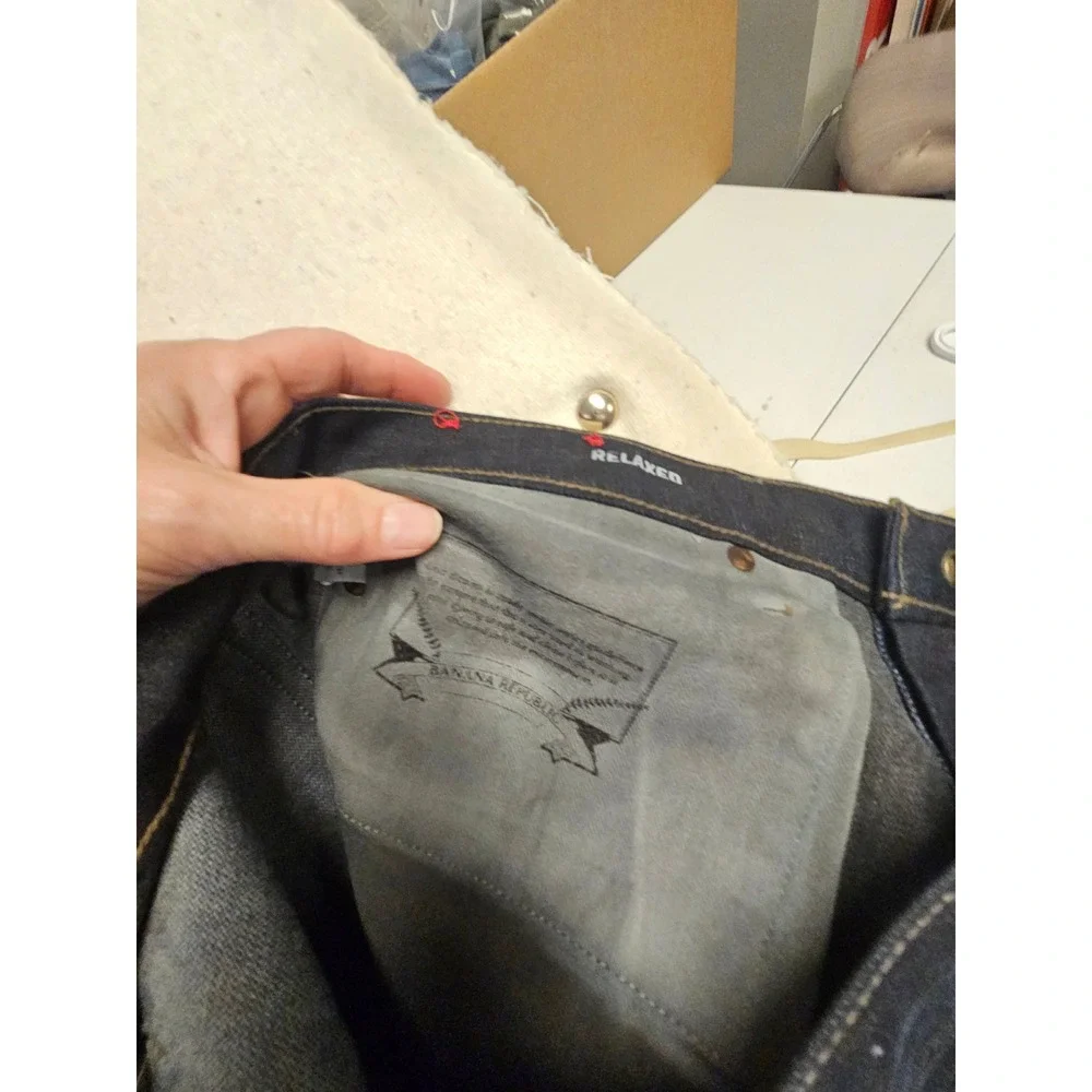 Banana Republic Relaxed Fit Dark Wash Indigo Denim Jeans‎ 35x32 WIDE LEG NWT
